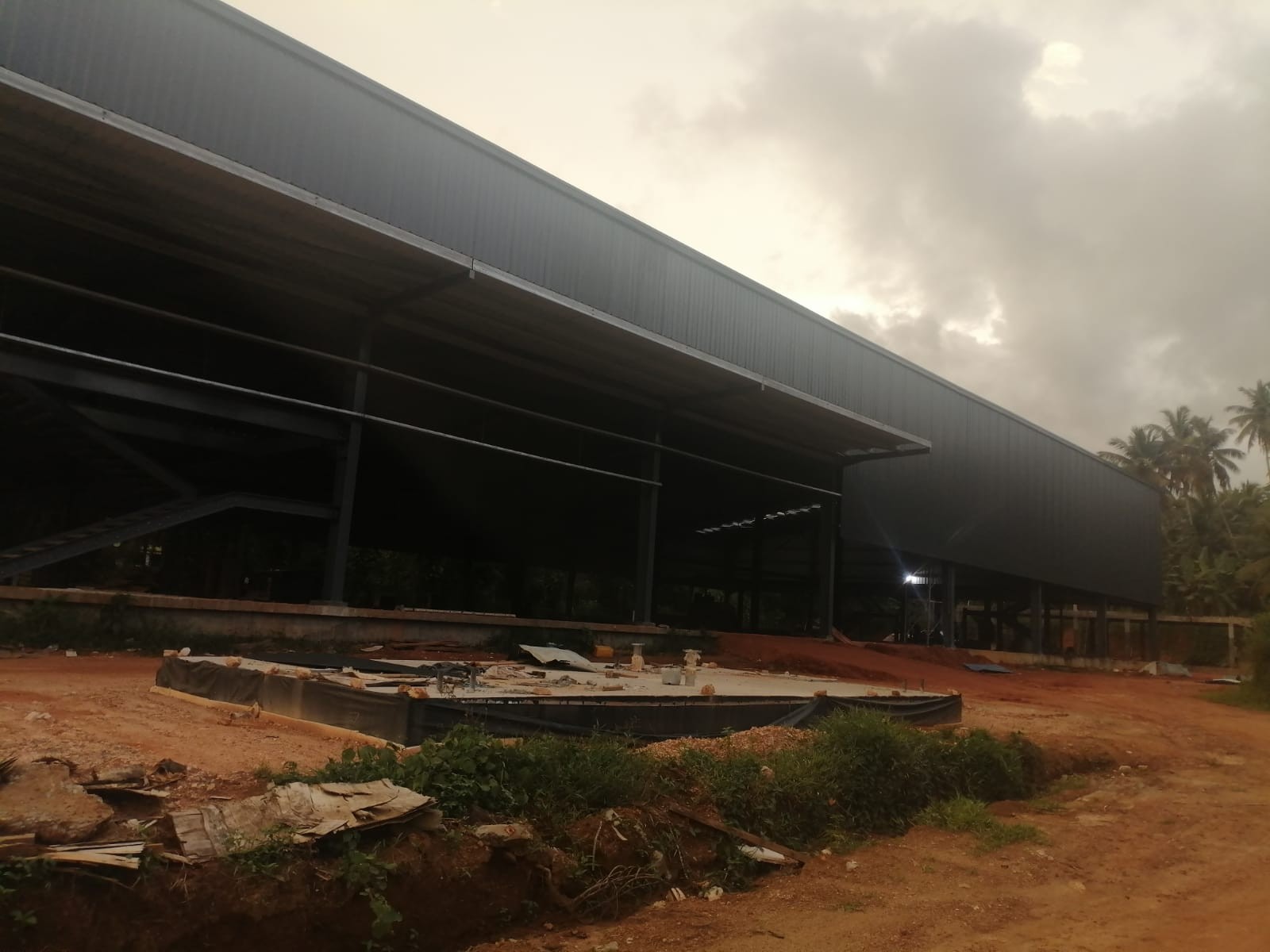 Exterior view of the Britannia Packaging industrial building during site works