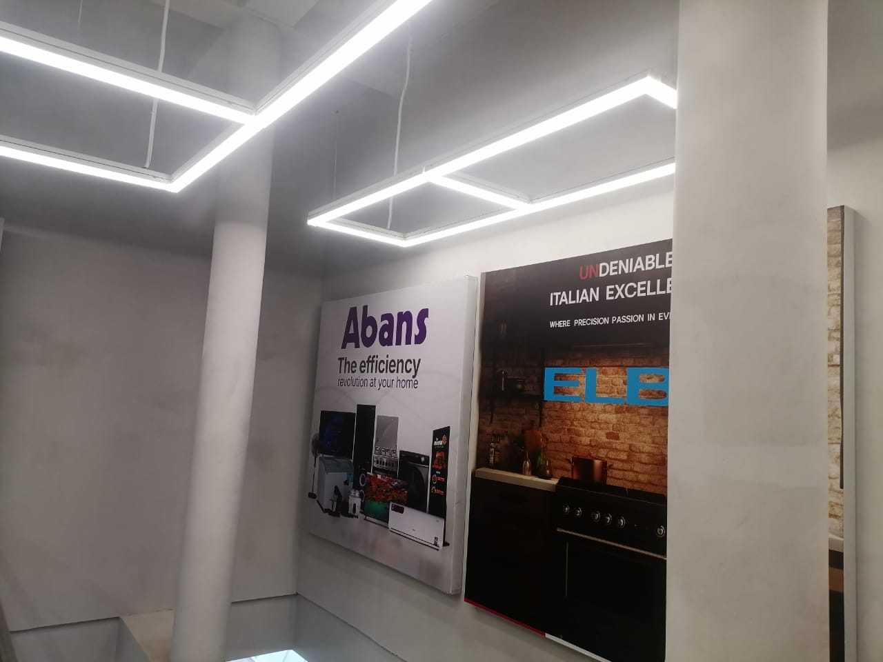 Abans showroom wall branding and lighting at Malabe