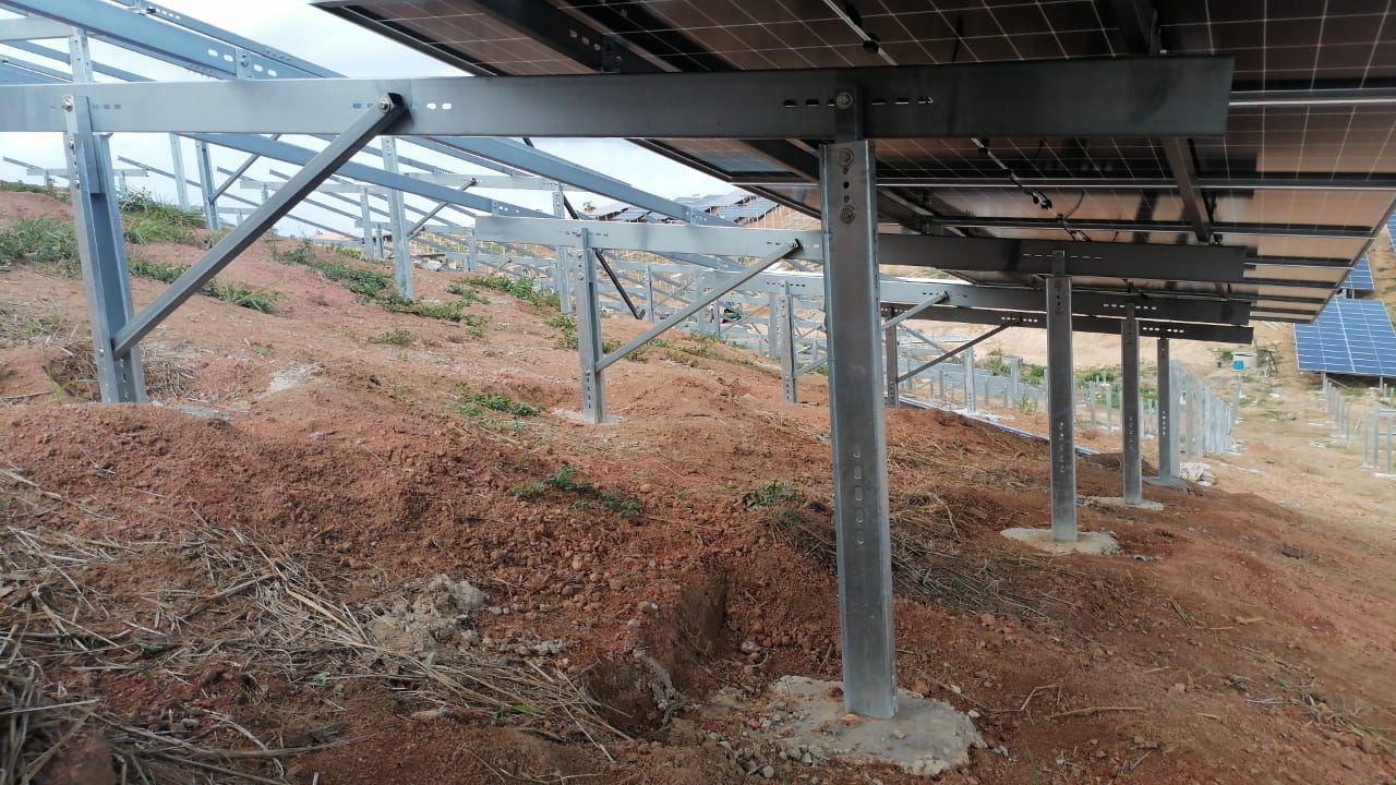 Solar panel support structure at the Rathgama Solar project