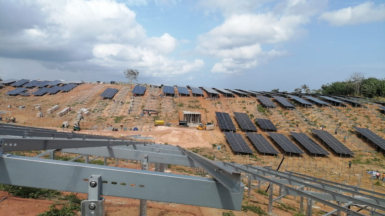 Large-scale solar array installation at the Rathgama Solar project