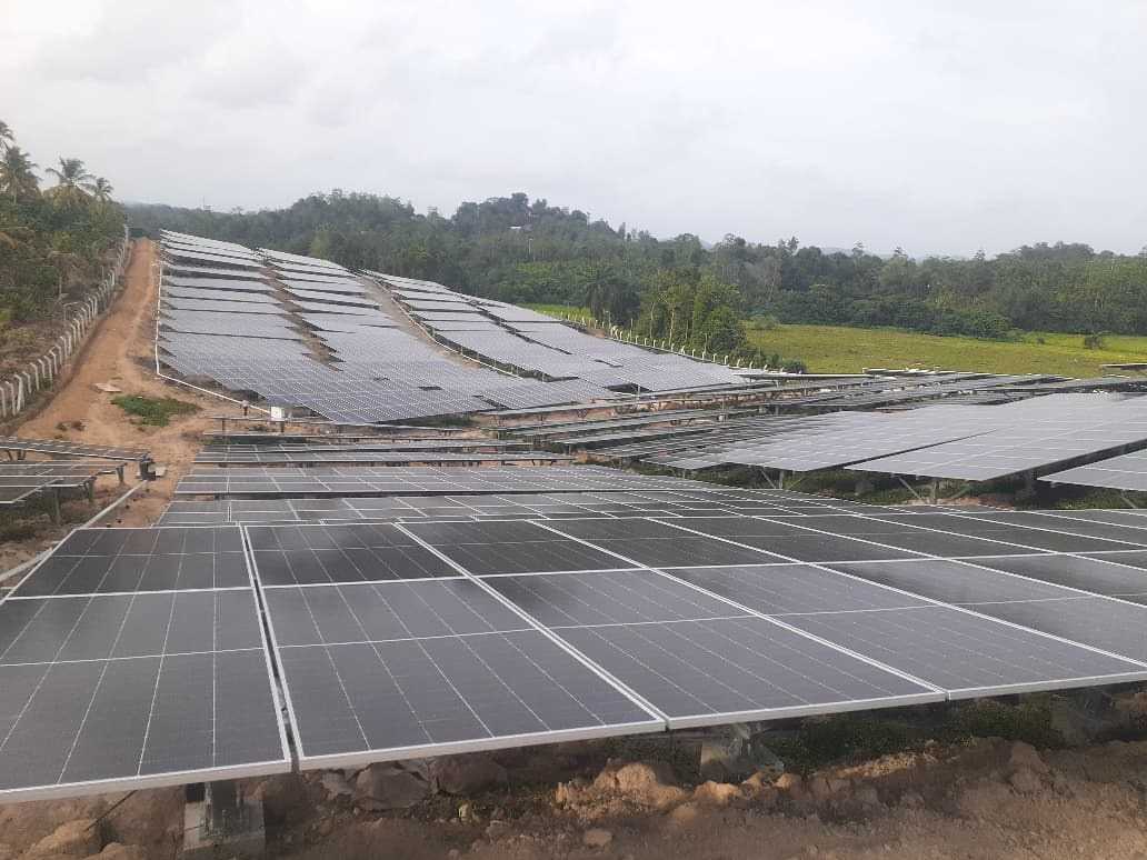 Completed solar panel arrays across the Rathgama Solar site