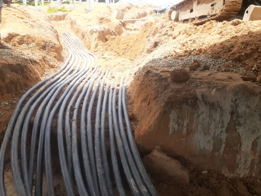 Underground power cable trench routing at the Rathgama Solar project