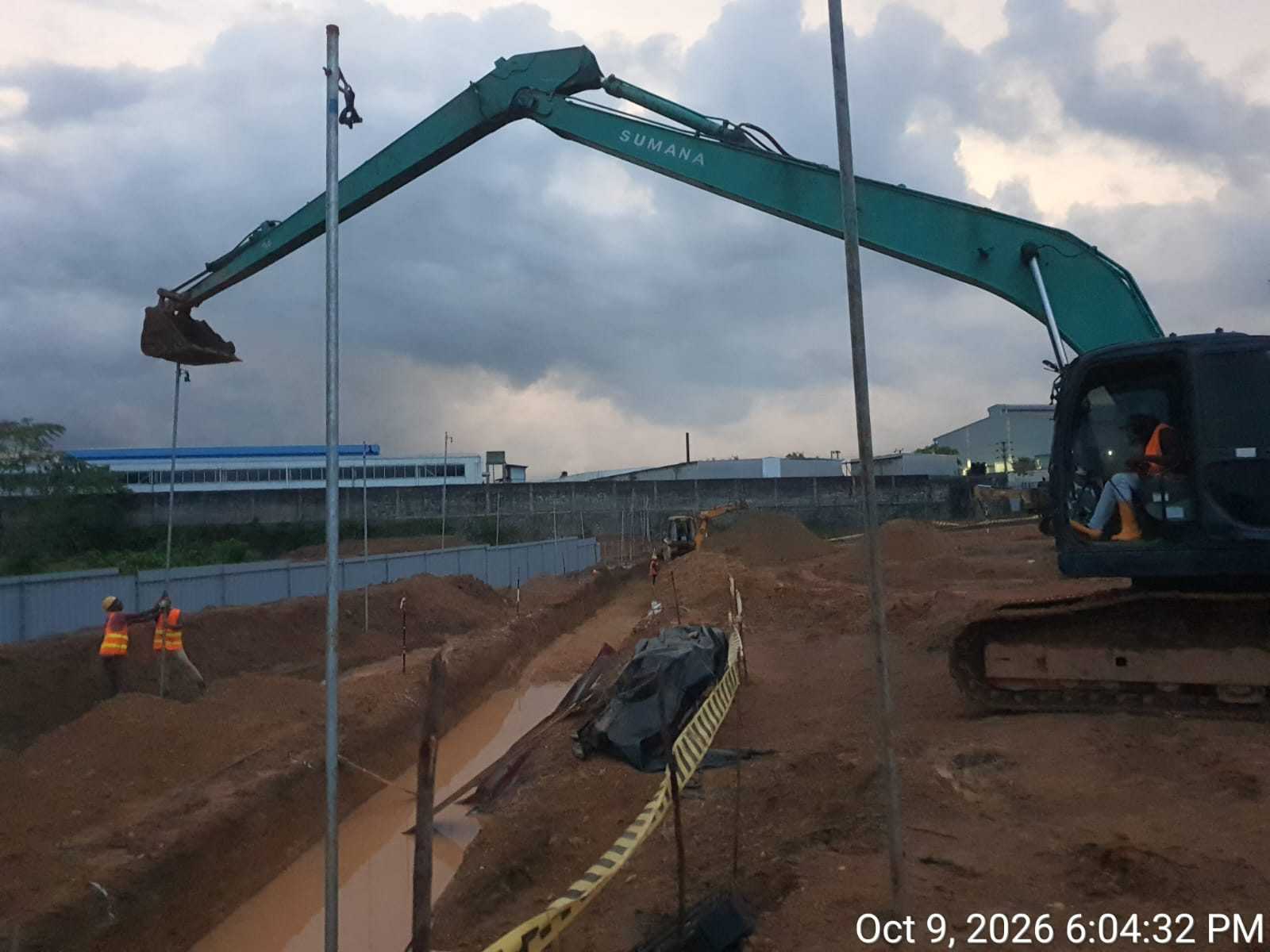 Excavator operating during earthworks at the Wagawaththa site